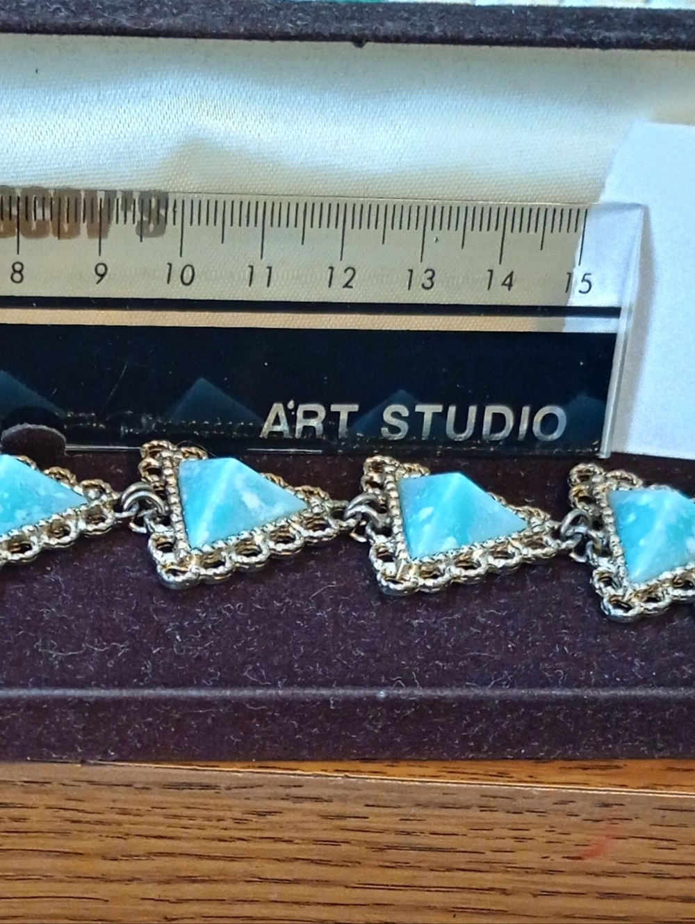 Silver-Tone Triangle Bracelet with Turquoise Inlay